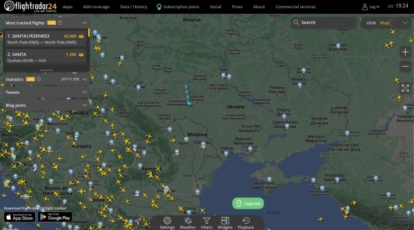 Санта пролетів над Україною саме в Святвечір Санта пролетів над Україною саме в Святвечір